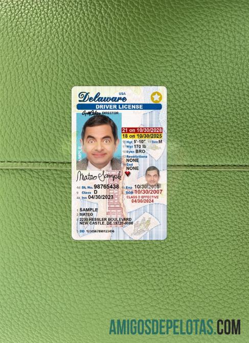 EUA Delaware Menores de 21 Carteira de Habilitação fotolook frente exemplo real